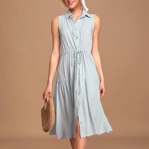 Lulus light blue button front midi dress